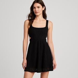 FREE PEOPLE Black Lace Cut-Out Skater Dress – Size 0